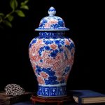 FKGJKT Jingdezhen Porcelain Antique Jar Blue and White Glaze Red General Tank Glaze - Image 2