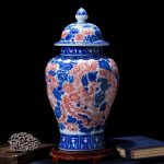 FKGJKT Jingdezhen Porcelain Antique Jar Blue and White Glaze Red General Tank Glaze - Image 3