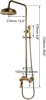 ZSQAW Brass Shower Faucets Set Wall Mount Antique Brass Shower Kit Dual Knobs Mixer Tap Handheld Spray - Image 2