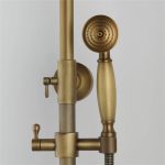 ZSQAW Brass Shower Faucets Set Wall Mount Antique Brass Shower Kit Dual Knobs Mixer Tap Handheld Spray - Image 4