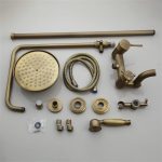 ZSQAW Brass Shower Faucets Set Wall Mount Antique Brass Shower Kit Dual Knobs Mixer Tap Handheld Spray - Image 5