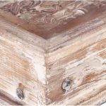 Emboss Antique Brass Work Solid Wood Window Panel Coffee Table Whitewash Coffee Table Indian Wooden Hand Carved Coffee Table Opel Coffee Table - Image 5