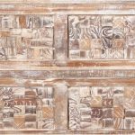Emboss Antique Brass Work Solid Wood Window Panel Coffee Table Whitewash Coffee Table Indian Wooden Hand Carved Coffee Table Opel Coffee Table - Image 6