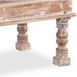 Emboss Antique Brass Work Solid Wood Window Panel Coffee Table Whitewash Coffee Table Indian Wooden Hand Carved Coffee Table Opel Coffee Table - Image 7