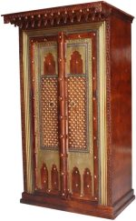 Antique Indian Brass Work Indian Solid Wood Heritage Brass Door Large Cabinet, Cabinet Storage Units Indian Solid Wood,Living Room Bedroom Furniture,Modern Cabinet - Image 2
