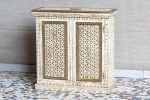 Antique Indian Brass Work Hand Carved Solid Wooden Cabinet Whitewash, Cabinet Storage Units Indian Solid Wood,Living Room Bedroom Furniture,Modern Cabinet