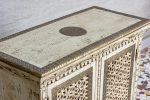 Antique Indian Brass Work Hand Carved Solid Wooden Cabinet Whitewash, Cabinet Storage Units Indian Solid Wood,Living Room Bedroom Furniture,Modern Cabinet - Image 2