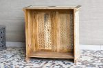 Antique Indian Brass Work Hand Carved Solid Wooden Cabinet Whitewash, Cabinet Storage Units Indian Solid Wood,Living Room Bedroom Furniture,Modern Cabinet - Image 3