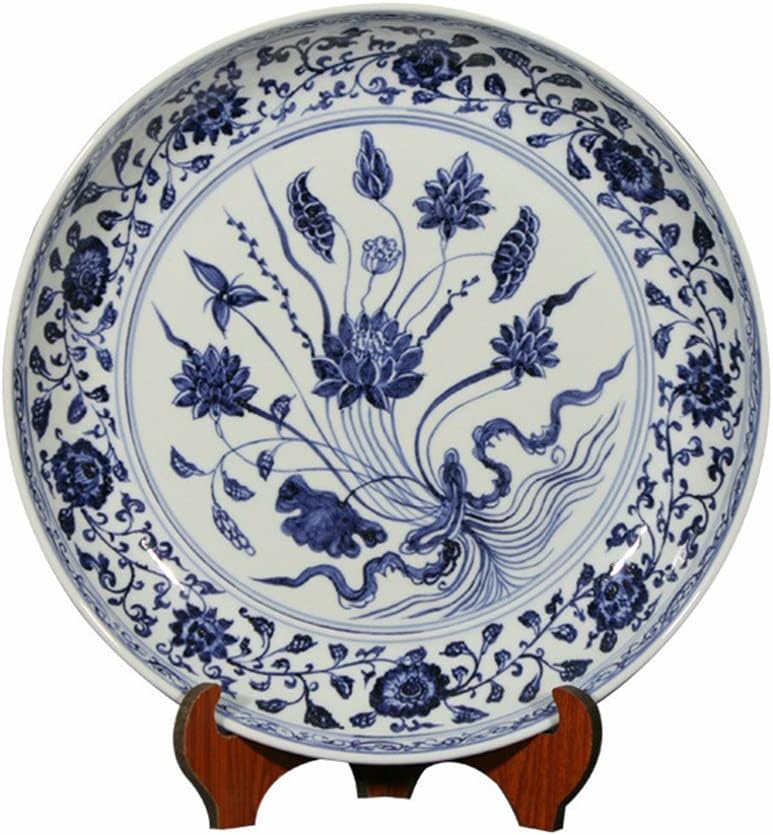251228015016405_1 LIUYUNQI 16 Inch Antique Classic Hand Painted Blue and White Decoration Round Ceramic Plate - Image 1