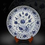 LIUYUNQI 16 Inch Antique Classic Hand Painted Blue and White Decoration Round Ceramic Plate - Image 2