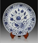 LIUYUNQI 16 Inch Antique Classic Hand Painted Blue and White Decoration Round Ceramic Plate - Image 3