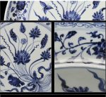 LIUYUNQI 16 Inch Antique Classic Hand Painted Blue and White Decoration Round Ceramic Plate - Image 4