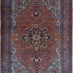 Shahbanu Rugs Barn Red, Antique Persian Feraghan Sarouk, Soft Wool Hand Knotted Rug (9'0" x 12'0")