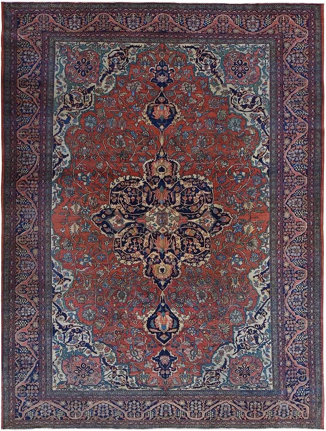 251228015016582_1 Shahbanu Rugs Barn Red, Antique Persian Feraghan Sarouk, Soft Wool Hand Knotted Rug (9'0" x 12'0") - Image 1