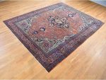 Shahbanu Rugs Barn Red, Antique Persian Feraghan Sarouk, Soft Wool Hand Knotted Rug (9'0" x 12'0") - Image 8