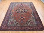 Shahbanu Rugs Barn Red, Antique Persian Feraghan Sarouk, Soft Wool Hand Knotted Rug (9'0" x 12'0") - Image 9