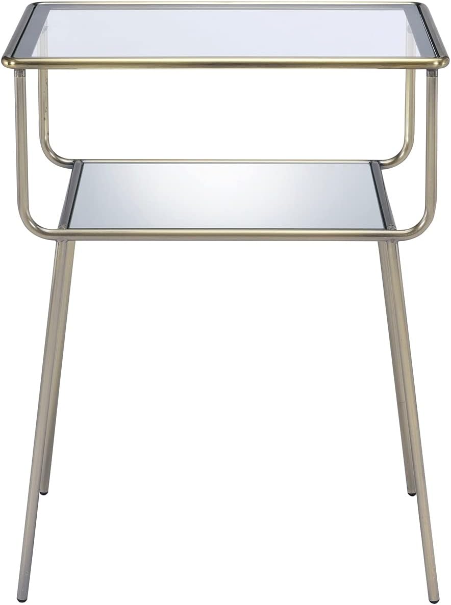 251228015016904_1 ZLBYB End Table in Antique Gold & Clear Glass Night Table Bedside Table Nightstand - Image 1