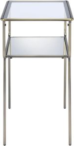 ZLBYB End Table in Antique Gold & Clear Glass Night Table Bedside Table Nightstand - Image 3