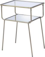 ZLBYB End Table in Antique Gold & Clear Glass Night Table Bedside Table Nightstand - Image 4