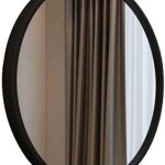 DSHGDJF Large Bathroom Round Mirror, Antique Decorative Mirror in Dining Room and Living Room, Metal Black Round Mirror (Size : 50cm)