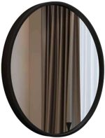DSHGDJF Large Bathroom Round Mirror, Antique Decorative Mirror in Dining Room and Living Room, Metal Black Round Mirror (Size : 50cm)