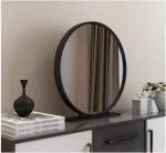 DSHGDJF Large Bathroom Round Mirror, Antique Decorative Mirror in Dining Room and Living Room, Metal Black Round Mirror (Size : 50cm) - Image 5