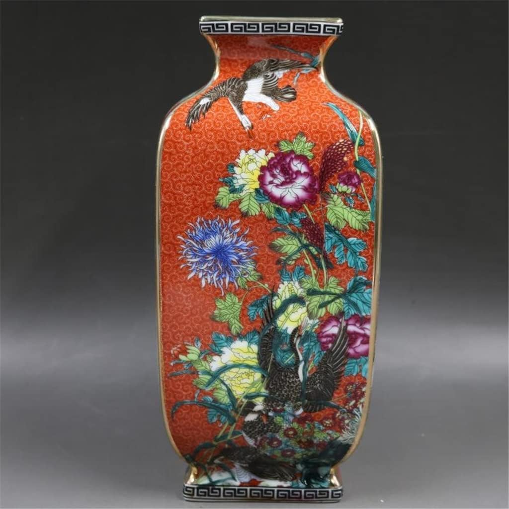 251228015332185_1 ZSEDP Orange Antique Porcelain Collection of Enamel Colored Flower and Bird Square Antique Porcelain - Image 1