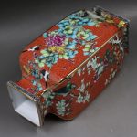 ZSEDP Orange Antique Porcelain Collection of Enamel Colored Flower and Bird Square Antique Porcelain - Image 4