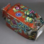 ZSEDP Orange Antique Porcelain Collection of Enamel Colored Flower and Bird Square Antique Porcelain - Image 5