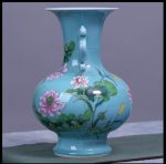 HOUKAI Antique Celadon Vase Furnishing Articles Blue Glaze Peony Flower Study Decorative Ceramic Arts and Crafts - Image 5
