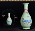 HOUKAI Chinese Style Antique Handmade Green Ceramic Flower Vase Collection Jingdezhen Porcelain Dragon Decoration Vase - Image 2