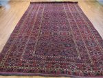 Shahbanu Rugs Midnight Blue Antique Afghan Beshir Geometric Hand Knotted Wool Rug (10'4" x 21'0") - Image 2