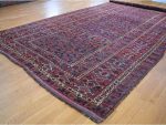 Shahbanu Rugs Midnight Blue Antique Afghan Beshir Geometric Hand Knotted Wool Rug (10'4" x 21'0") - Image 3