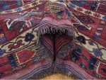 Shahbanu Rugs Midnight Blue Antique Afghan Beshir Geometric Hand Knotted Wool Rug (10'4" x 21'0") - Image 5