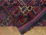 Shahbanu Rugs Midnight Blue Antique Afghan Beshir Geometric Hand Knotted Wool Rug (10'4" x 21'0") - Image 6