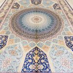 Yilong Silk Rugs Pure Handmade Carpet Large Dome Design Persian Rug Home Decor (10x14ft, Blue&Beige 11) - Image 3