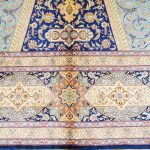 Yilong Silk Rugs Pure Handmade Carpet Large Dome Design Persian Rug Home Decor (10x14ft, Blue&Beige 11) - Image 5