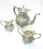 Rajasthan Gems 3 Pc/Set Tea Set Handmade Antique Alloyed Silver Tea Pot Milk Pot Sugar Pot - 1 - Image 2