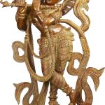 Exotic India ZDP79-super-antique Venugopal with The Majestic Crown Statue, Super Antique