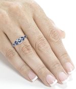 Kobelli Antique Style Round Diamond and Blue Sapphire Engagement Ring 1 1/5 CTW in 14k White Gold - Image 2