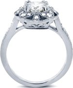 Kobelli Antique Style Floral Diamond Engagement Ring 1 1/4 CTW in 14k White Gold - Image 2