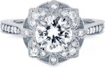 Kobelli Antique Style Floral Diamond Engagement Ring 1 1/4 CTW in 14k White Gold - Image 4