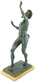 Kunst & Ambiente Antique Bronze Figure - Fauno Danzante - Dancing Faun of Pompeii - Signed - Image 2