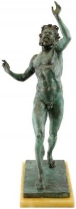 Kunst & Ambiente Antique Bronze Figure - Fauno Danzante - Dancing Faun of Pompeii - Signed - Image 3