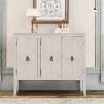 BOGE Buffet Sideboard Wooden Cabinet with Adjustable Shelves for Entryway Living Room Bedroom Antique Gray Sideboard - Image 2