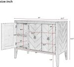 BOGE Buffet Sideboard Wooden Cabinet with Adjustable Shelves for Entryway Living Room Bedroom Antique Gray Sideboard - Image 3
