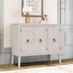 BOGE Buffet Sideboard Wooden Cabinet with Adjustable Shelves for Entryway Living Room Bedroom Antique Gray Sideboard - Image 4