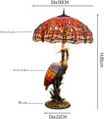 Handmade Stained Glass Table Lamp 18" Tiffany Style Large Table Lamp Dark Red Crimson Dragonfly Desk Lamp Creative Antique Light Base for Living Room Study Bedroom Table Lamp (Color : Male) - Image 2