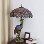 Handmade Stained Glass Table Lamp 18" Tiffany Style Large Table Lamp Dark Red Crimson Dragonfly Desk Lamp Creative Antique Light Base for Living Room Study Bedroom Table Lamp (Color : Male) - Image 3