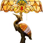 Handmade Stained Glass Table Lamp 18" Tiffany Style Large Table Lamp Yellow Baroque Desk Lamp Creative Antique Light Base for Living Room Study Bedroom Table Lamp (Color : Female)